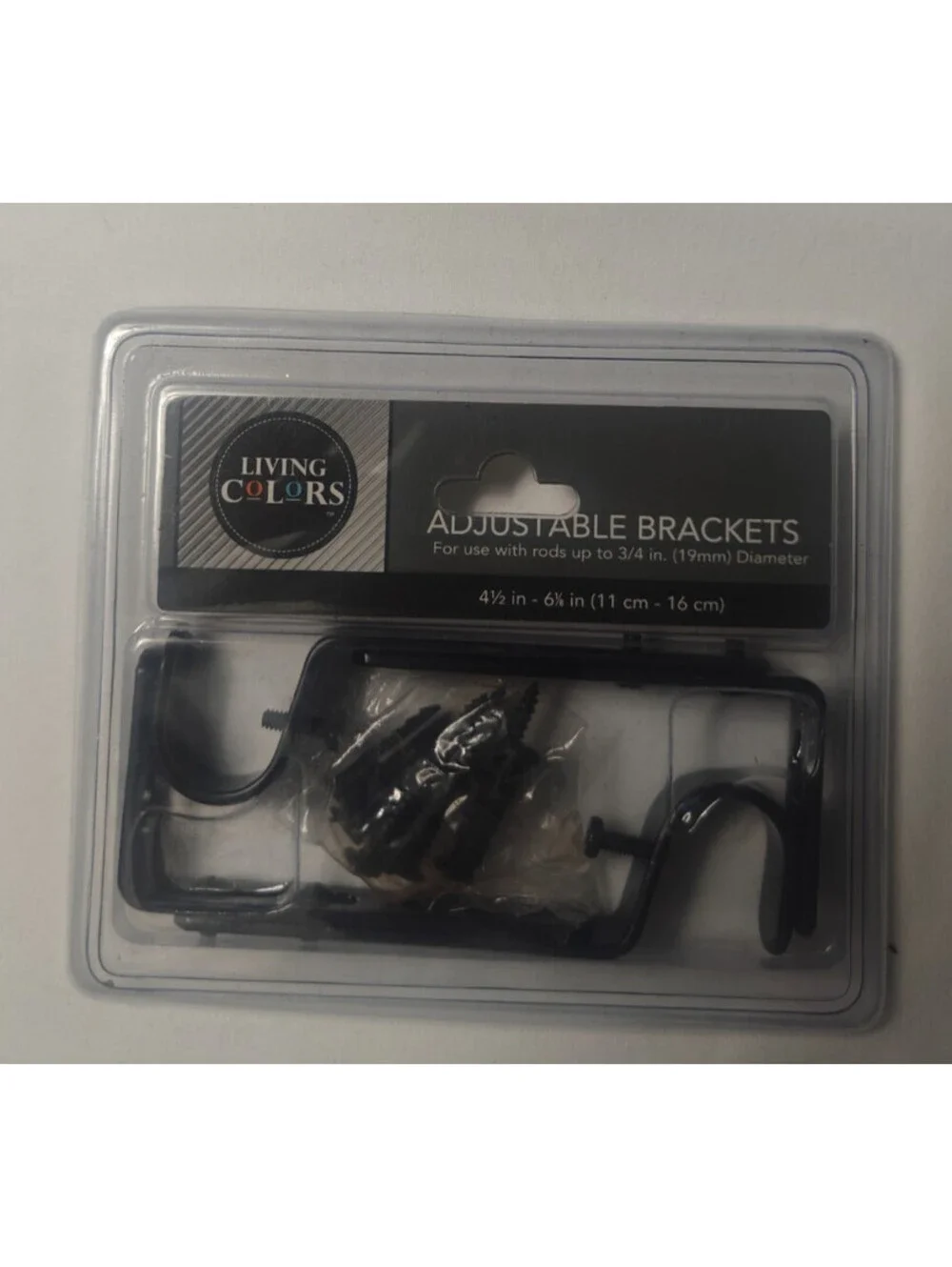 Living Colors Adjustable Brackets Black 4-1/2